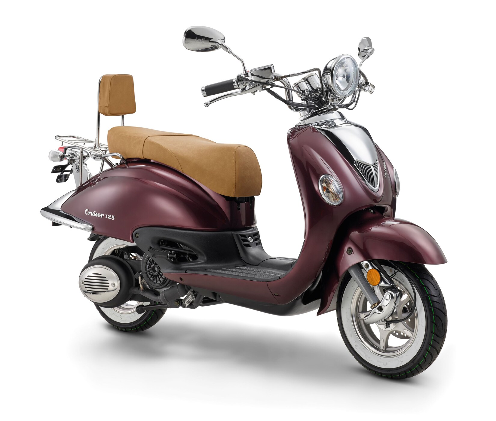 LuXXon Motorroller Cruiser - Retro City Roller Vintage mit 125 ccm - 7,1 PS für max. 80 kmh, E5+, coffee