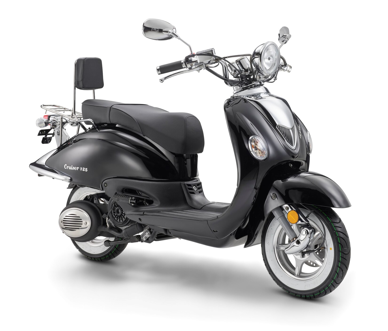 LuXXon Motorroller Cruiser - Retro City Roller Vintage mit 125 ccm - 7,1 PS für max. 80 kmh, E5+, schwarz