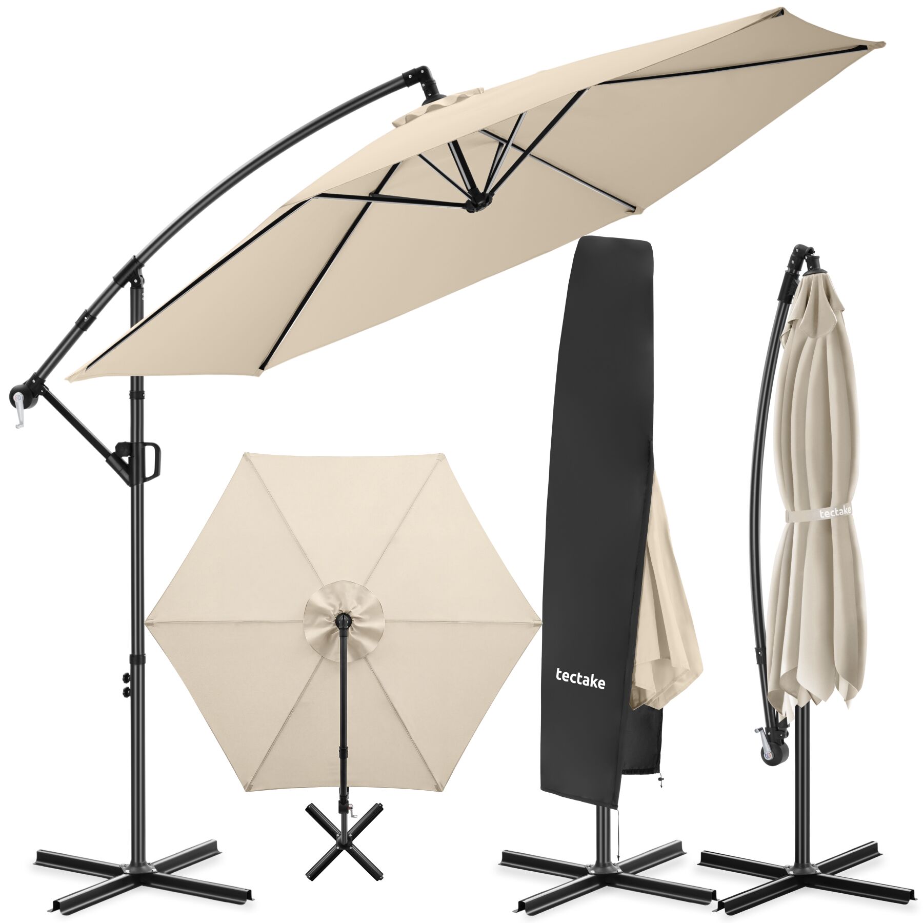 tectake&reg; Ampelschirm, 3 x 3 m, 360&deg; drehbar, Kurbelmechanismus, inkl. Schutzh&uuml;lle - Bild 1