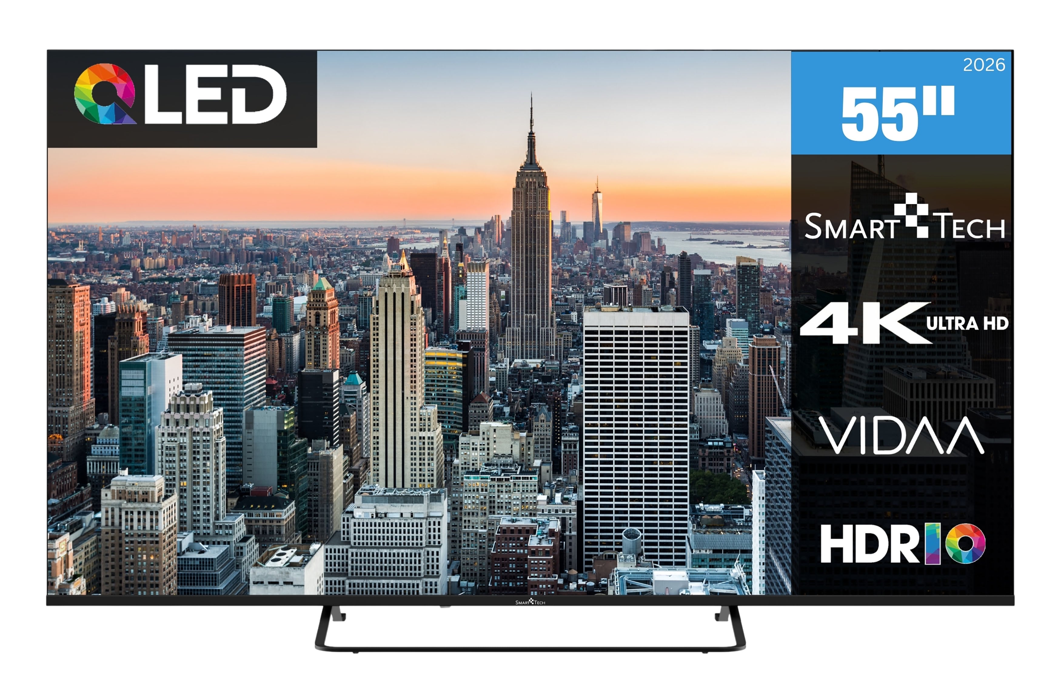Smart Tech 55QV02K QLED Fernseher 55 Zoll Smart TV VIDAA HDR Fernseher mit 4K UHD, Bluetooth (2026) - Bild 1