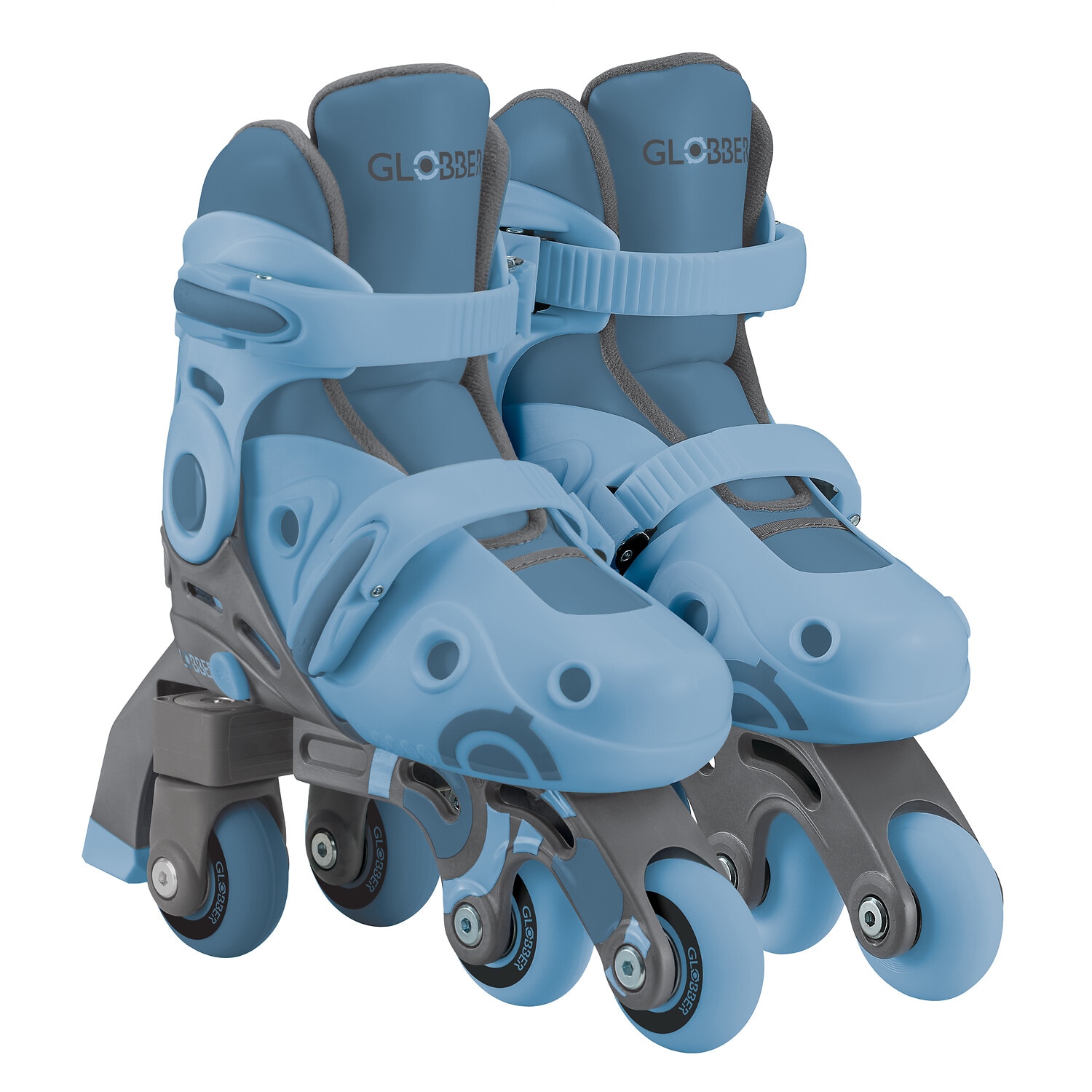 GLOBBER LEARNING SKATES 2in1 &ndash; Inline- und Quad-Skates Kinder, verstellbar Gr.26-29, ABEC 9, Rollengr&ouml;&szlig;e 48x24 mm, blau - Bild 1