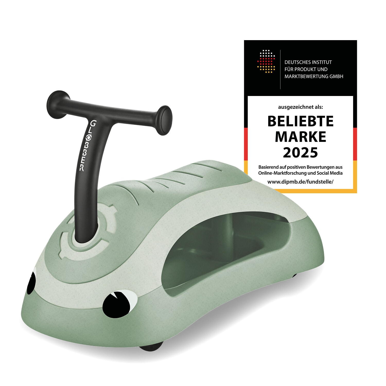 GLOBBER WALK N' ROLL 2in1 ECO &ndash; Lauflernwagen, Schiebeauto, Rutschauto, werkzeugloser Umbau, kippsicher, pistazie - Bild 1