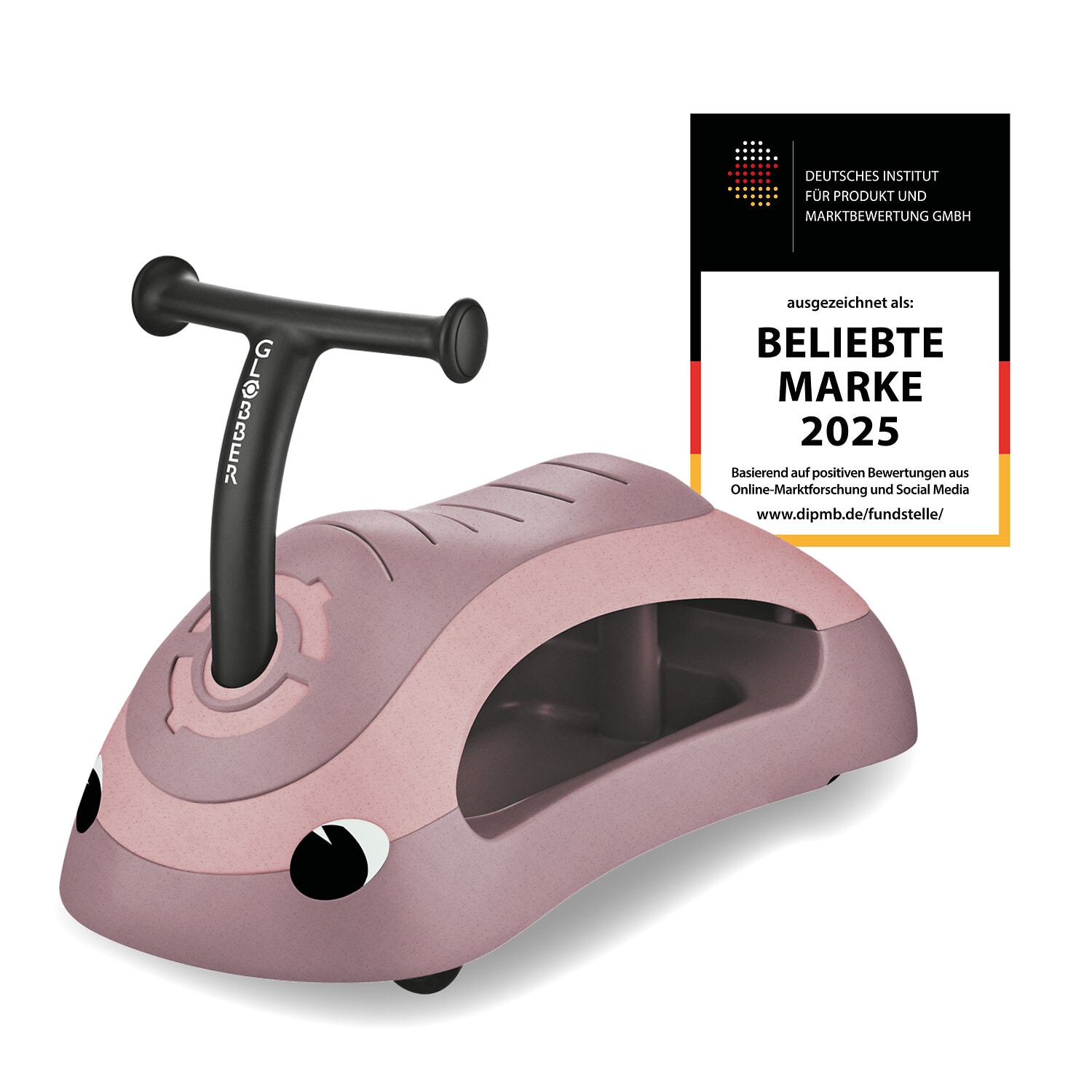 GLOBBER WALK N' ROLL 2in1 ECO &ndash; Lauflernwagen, Schiebeauto, Rutschauto, werkzeugloser Umbau, kippsicher, beere - Bild 1
