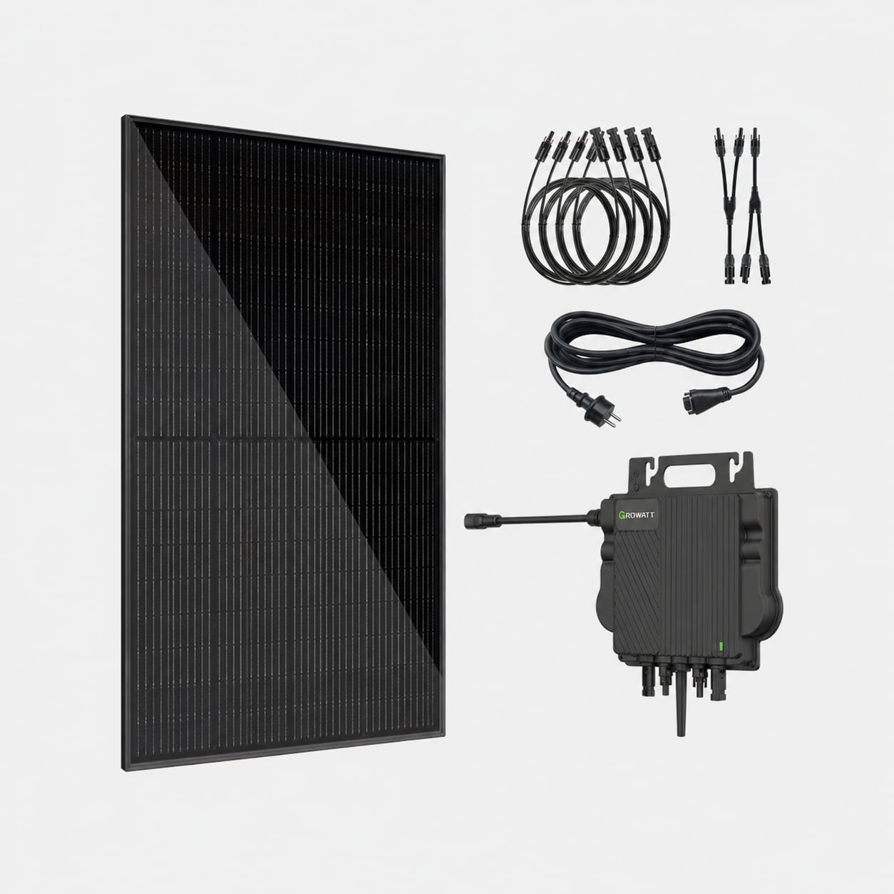 VALE Balkonkraftwerk 450 Wp &ndash; 1x 450 Wp Premium Solarmodul bifazial (Glas+Glas), Growatt NEO 800M-X, 5m Anschlusskabel - Bild 1