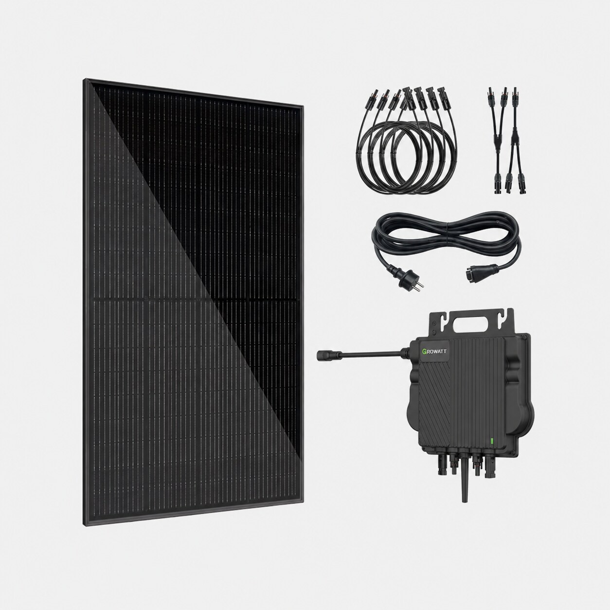 VALE Balkonkraftwerk 450 Wp – 1x 450 Wp Premium Solarmodul bifazial (Glas+Glas), Growatt NEO 800M-X, 5m Anschlusskabel
