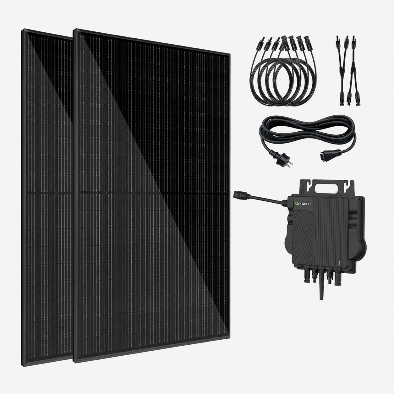 VALE Balkonkraftwerk 900 Wp &ndash; 2x 450 Wp Premium Solarmodul bifazial (Glas+Glas), Growatt NEO 800M-X, 5m Anschlusskabel - Bild 1