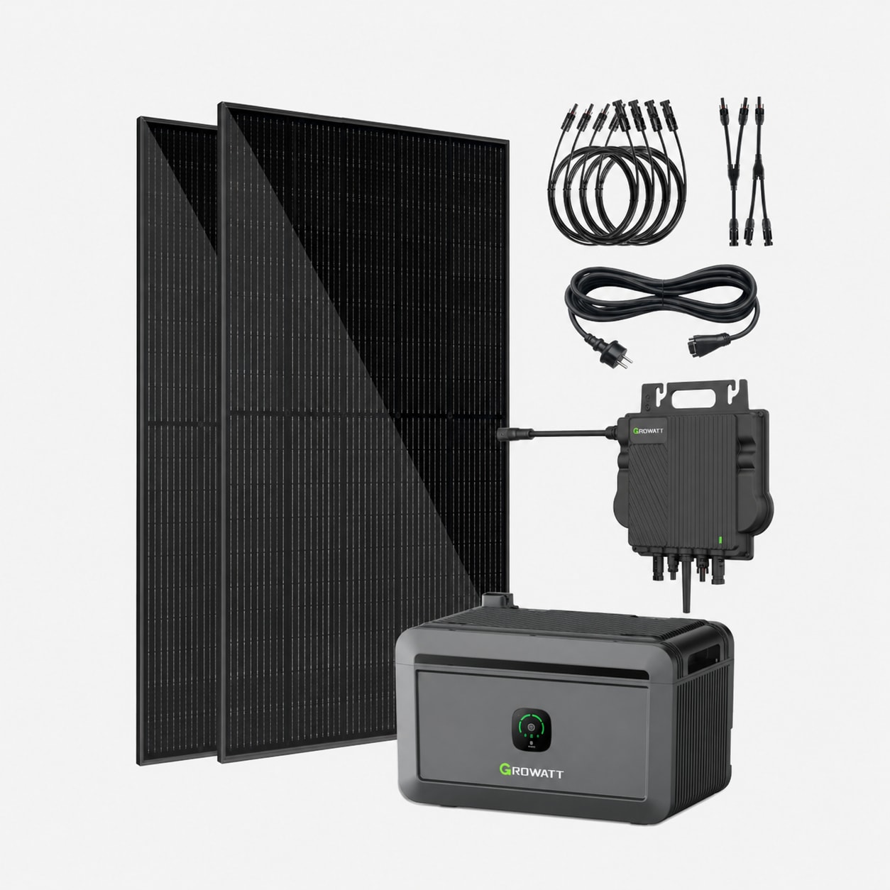VALE Balkonkraftwerk 900 Wp &ndash; 2x 450 Wp Premium Solarmodul bifazial (Glas+Glas), Growatt NEO 800M-X, Growatt Noah 2000, 5m Anschlusskabel - Bild 1