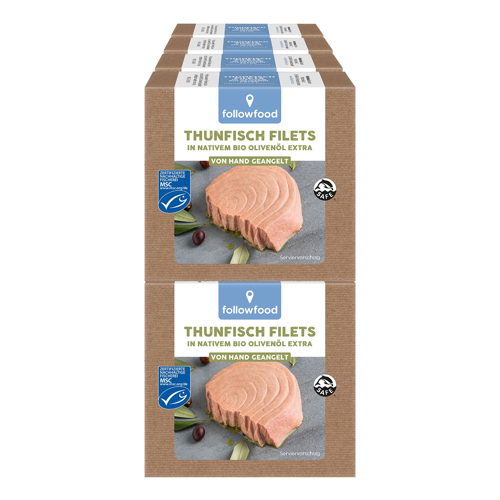 MSC followfood Thunfisch Filets in nativem Bio Oliven&ouml;l extra 160 g, 8er Pack - Bild 1