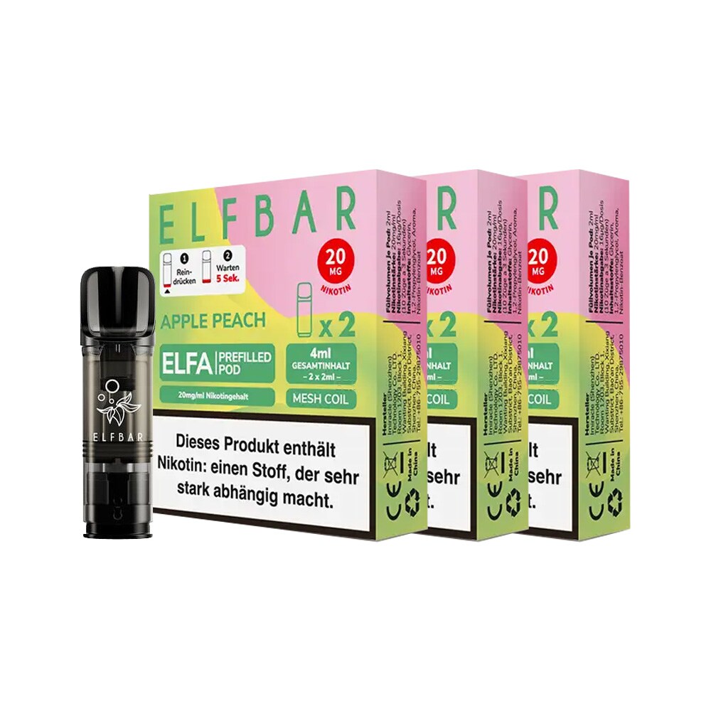 ELFBAR ELFA Prefilled Pod x 2 - Apple Peach 2.0% , 3er Pack - Bild 1