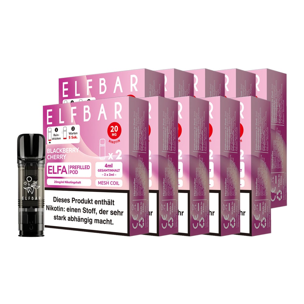 ELFBAR ELFA Prefilled Pod x 2 - Blackberry Cherry 2.0% , 10er Pack - Bild 1