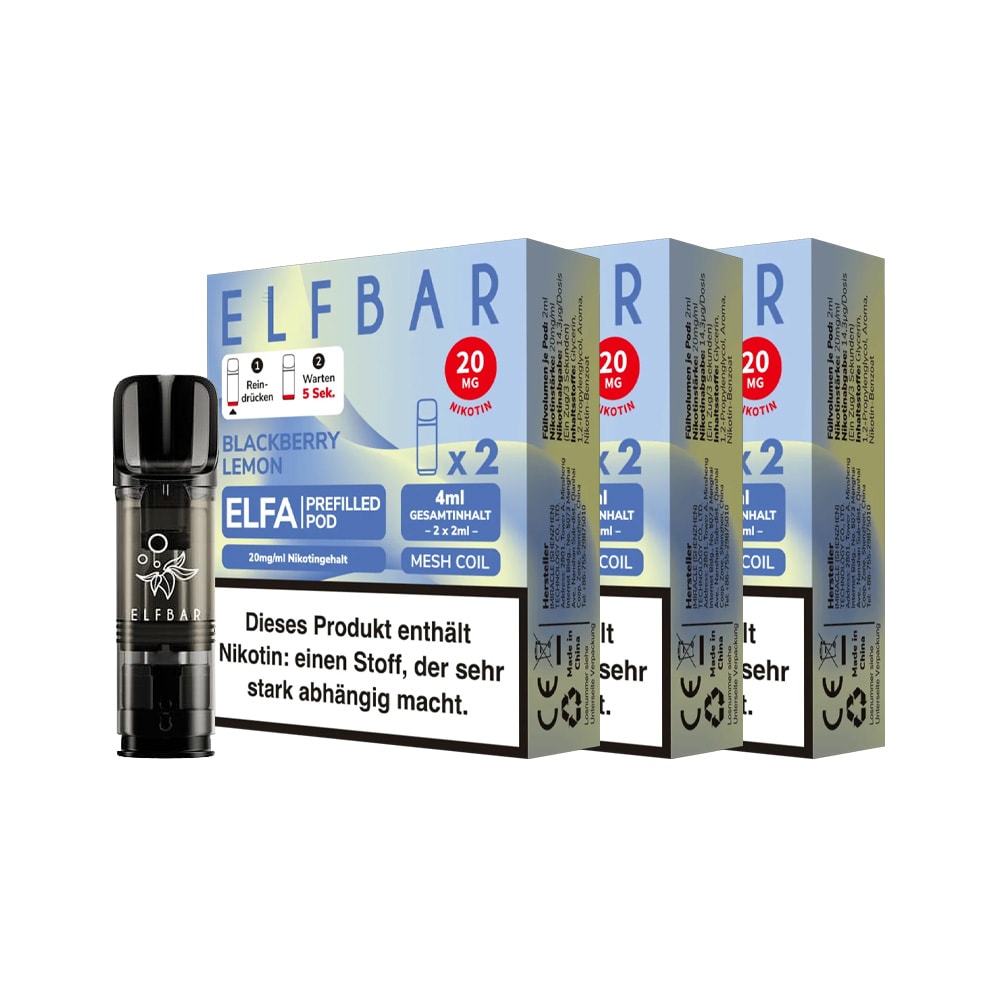 ELFBAR ELFA Prefilled Pod x 2 - Blackberry Lemon 2.0% , 3er Pack - Bild 1