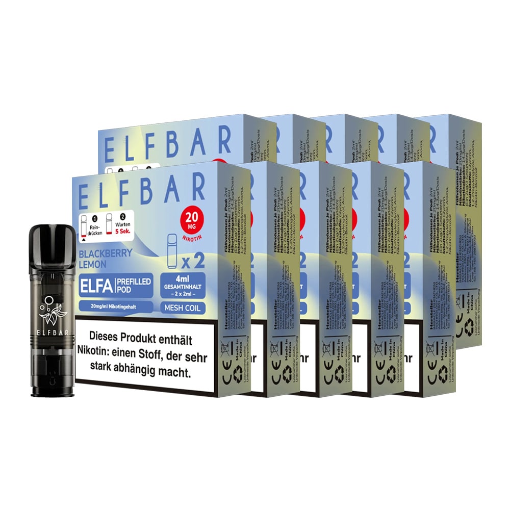 ELFBAR ELFA Prefilled Pod x 2 - Blackberry Lemon 2.0% , 10er Pack - Bild 1