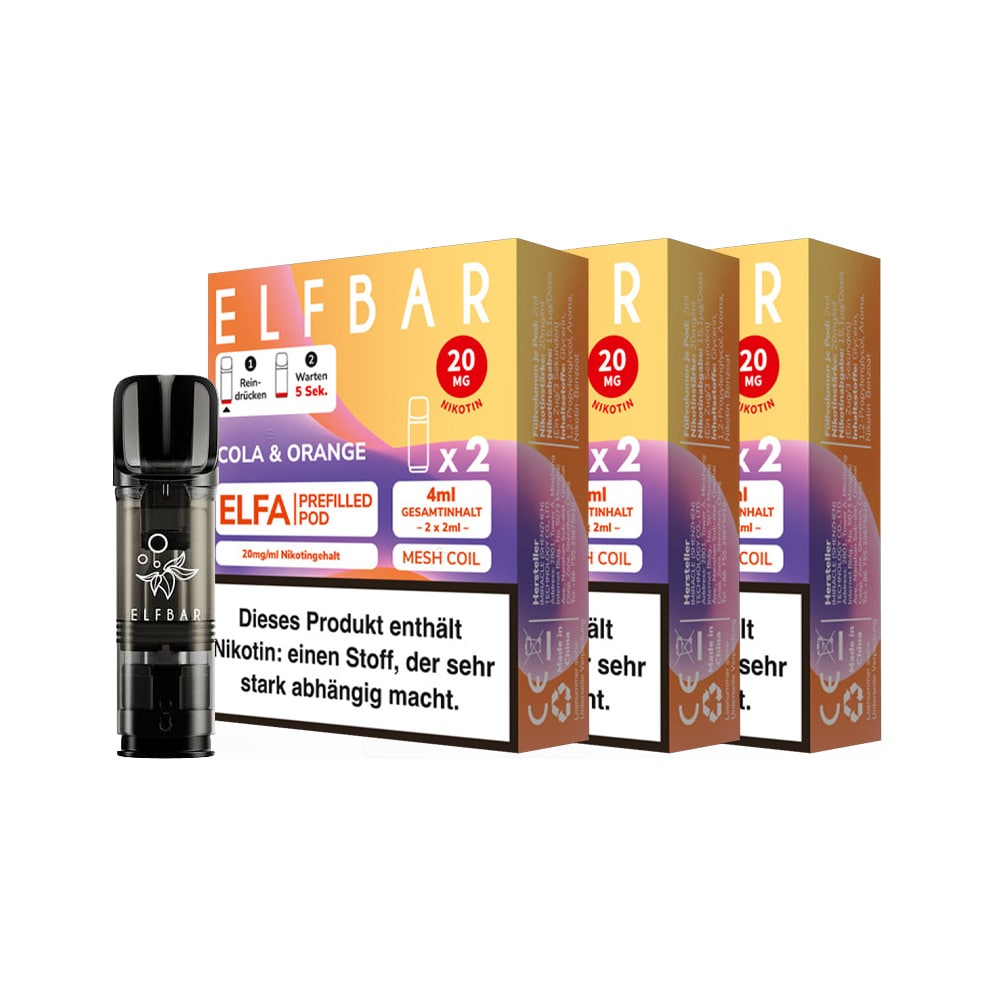 ELFBAR ELFA Prefilled Pod x 2 - Cola & Orange 2.0% , 3er Pack - Bild 1