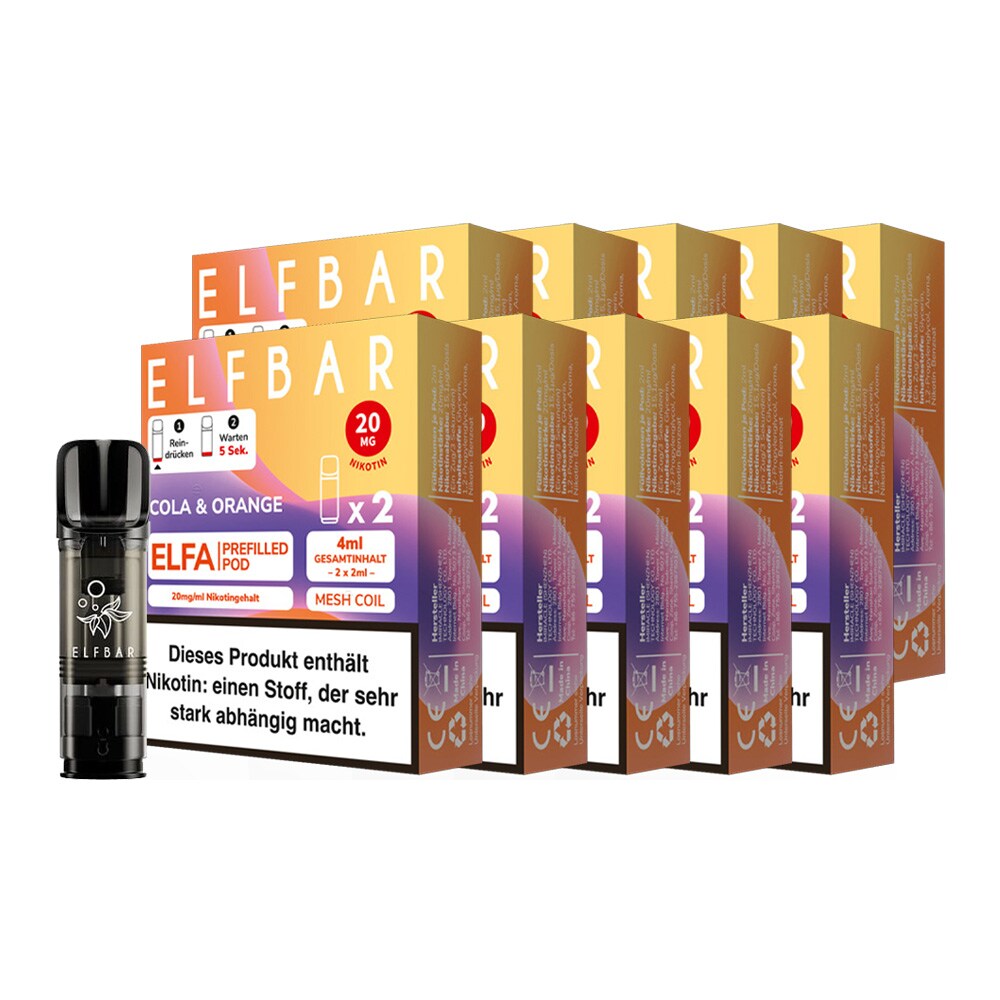 ELFBAR ELFA Prefilled Pod x 2 - Cola & Orange 2.0% , 10er Pack - Bild 1