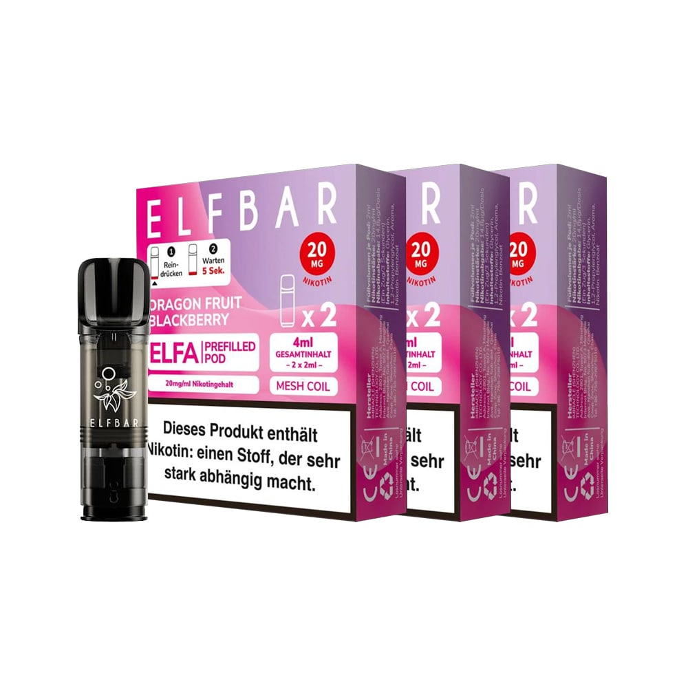 ELFBAR ELFA Prefilled Pod x 2 - Dragon Fruit Blackberry 2.0% , 3er Pack - Bild 1