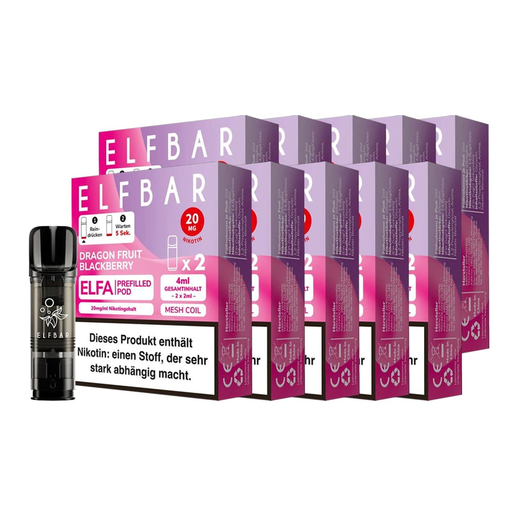 ELFBAR ELFA Prefilled Pod x 2 - Dragon Fruit Blackberry 2.0% , 10er Pack - Bild 1