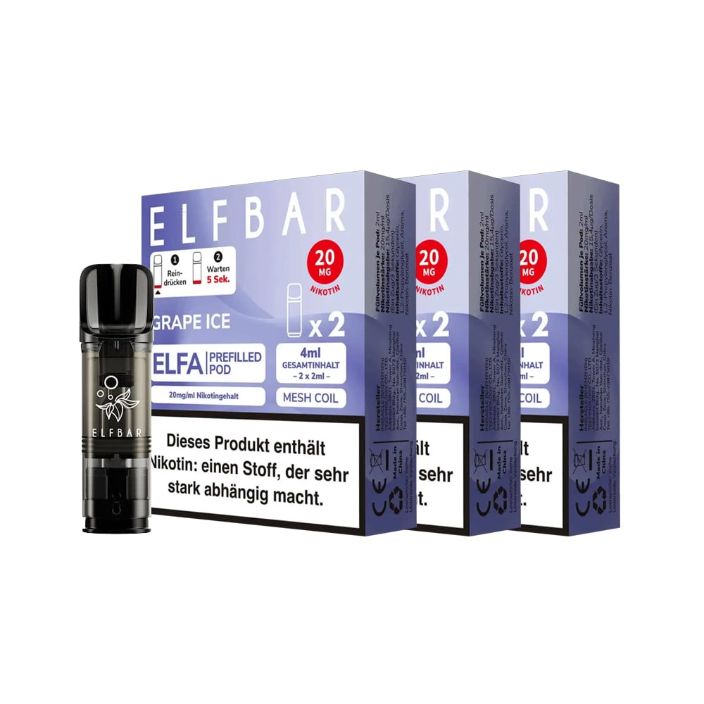 ELFBAR ELFA Prefilled Pod x 2 - Grape Ice 2.0% , 3er Pack - Bild 1
