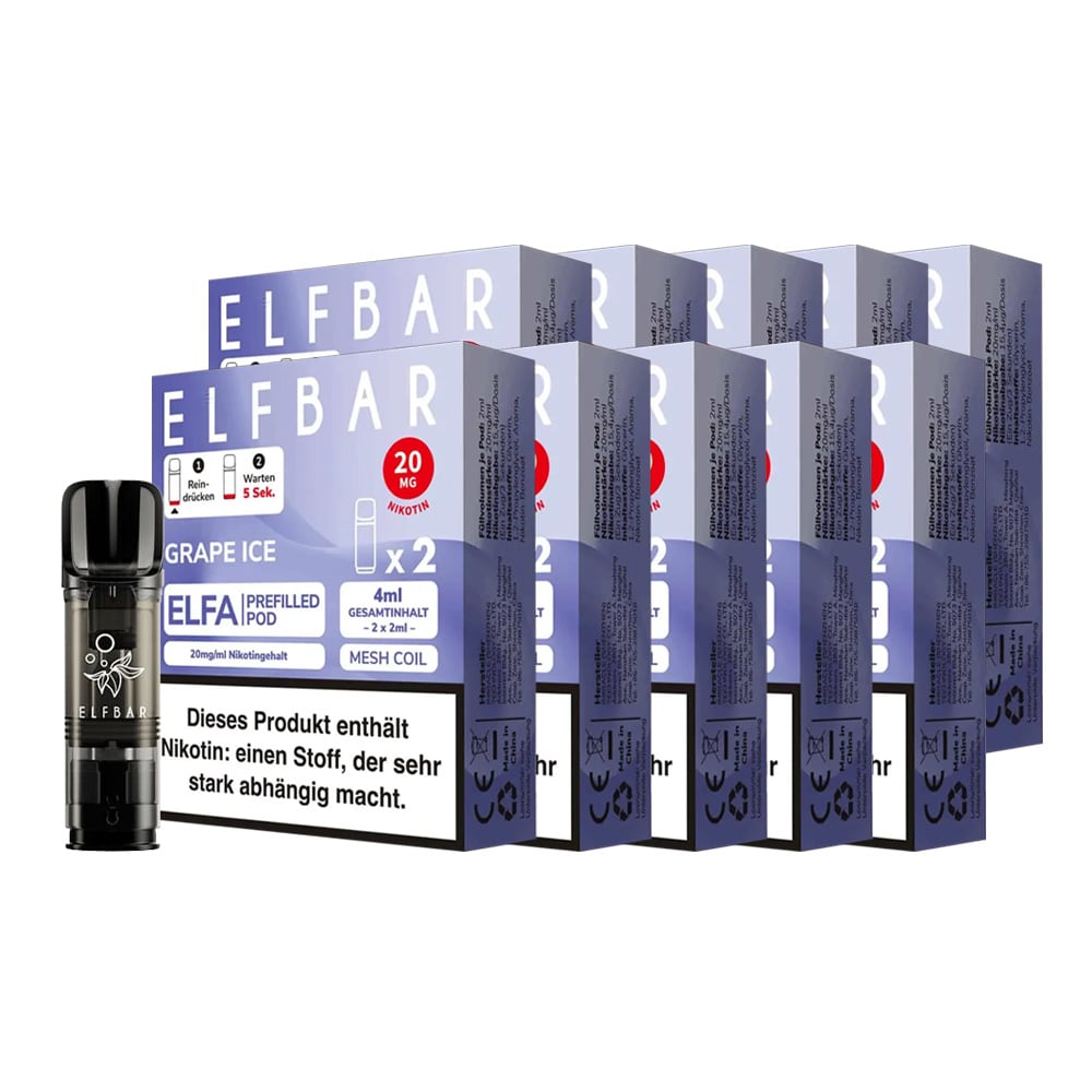 ELFBAR ELFA Prefilled Pod x 2 - Grape Ice 2.0% , 10er Pack - Bild 1