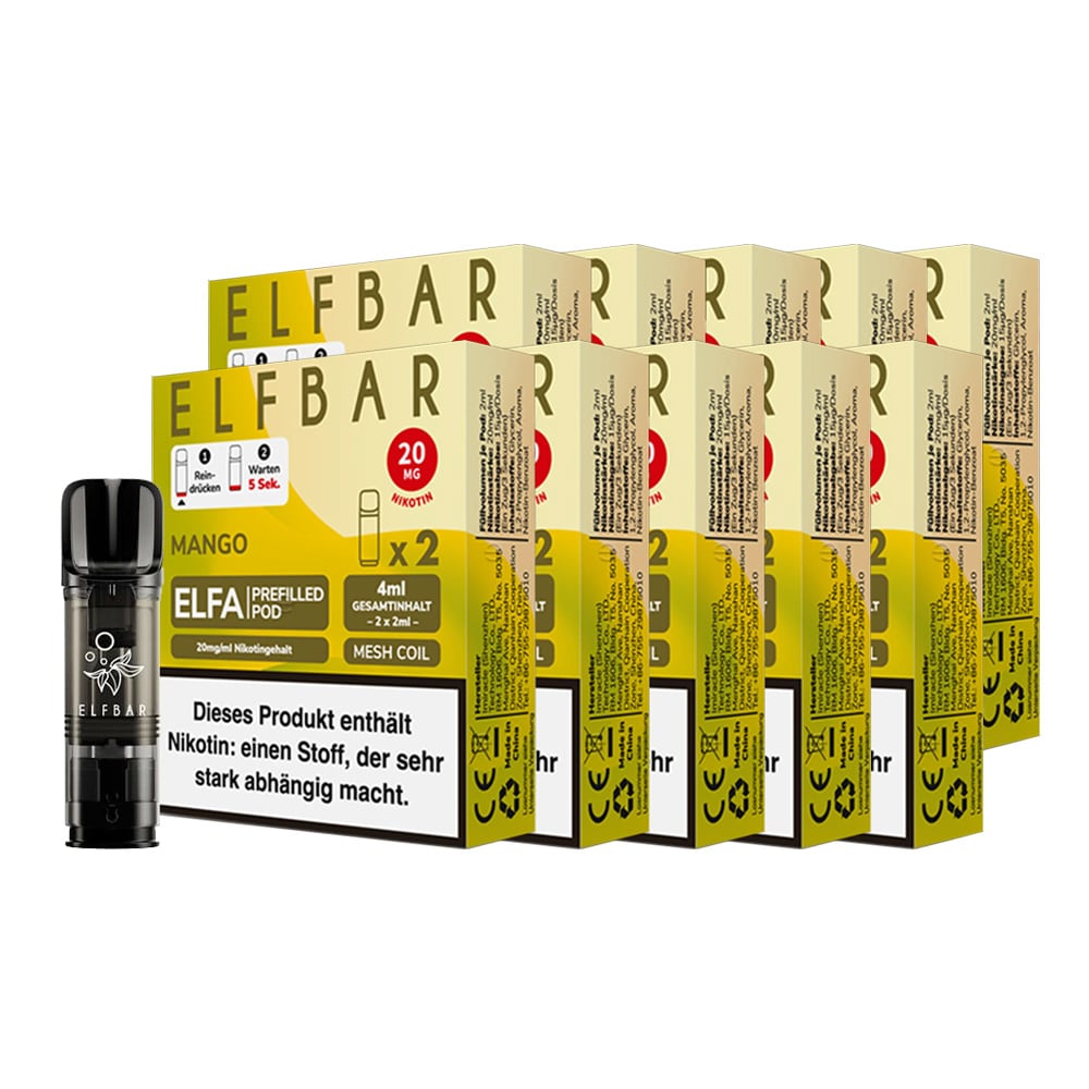 ELFBAR ELFA Prefilled Pod x 2 - Mango 2.0% , 10er Pack - Bild 1
