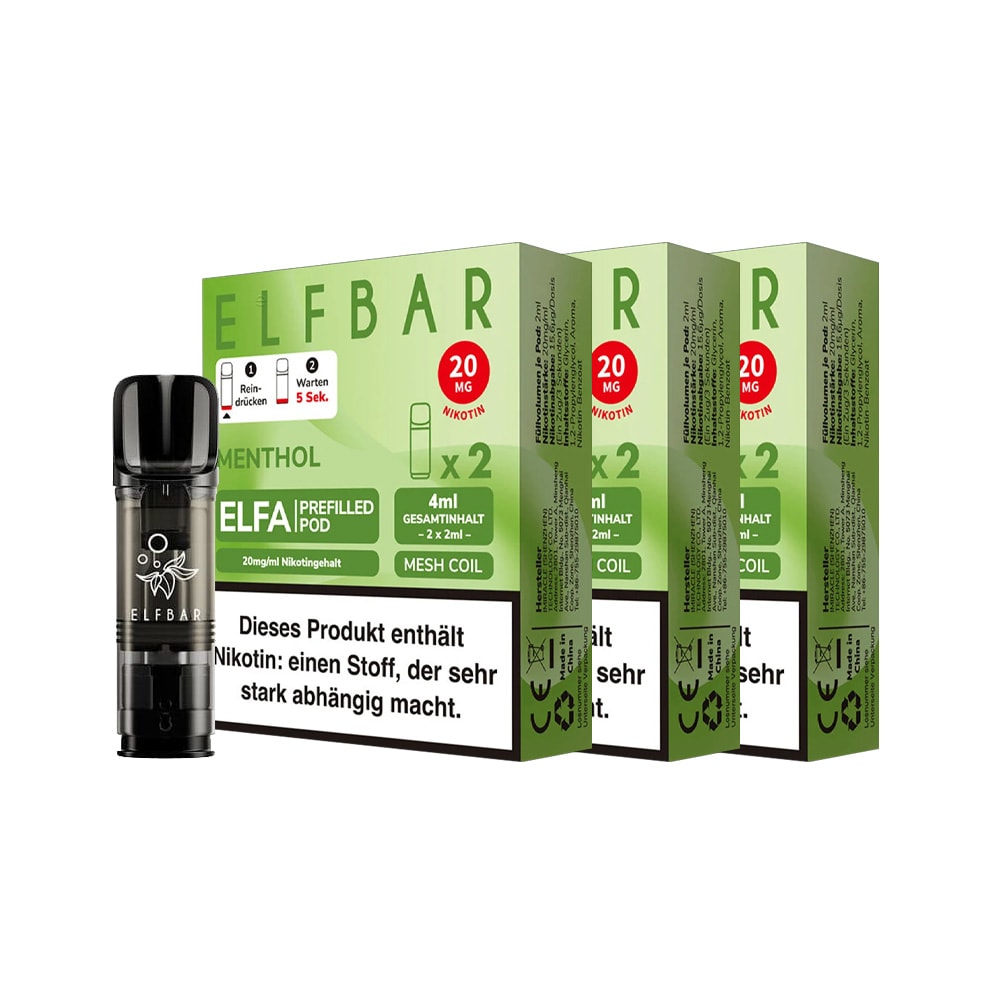 ELFBAR ELFA Prefilled Pod x 2 - Menthol 2.0% , 3er Pack - Bild 1