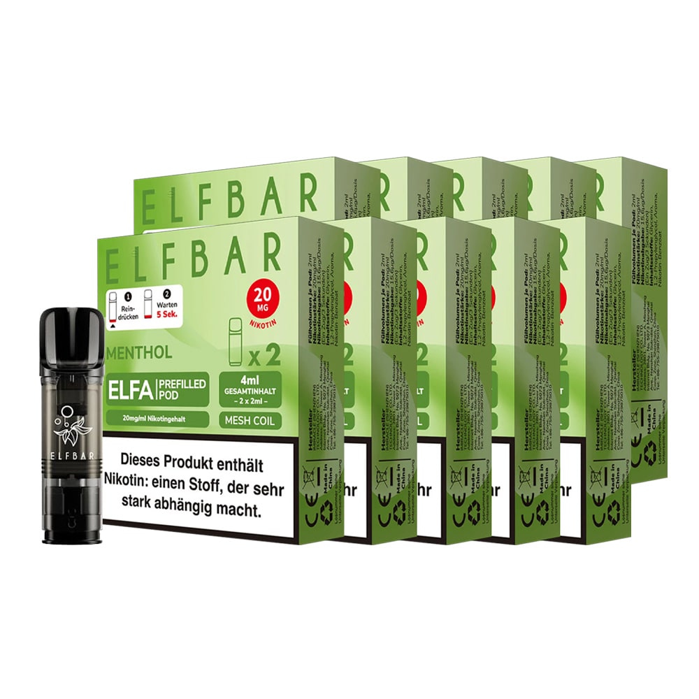 ELFBAR ELFA Prefilled Pod x 2 - Menthol 2.0% , 10er Pack - Bild 1