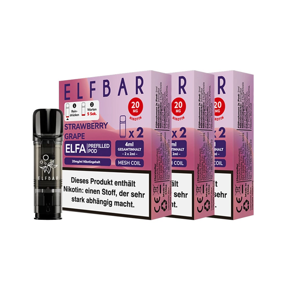 ELFBAR ELFA Prefilled Pod x 2 - Strawberry Grape 2.0% , 3er Pack - Bild 1