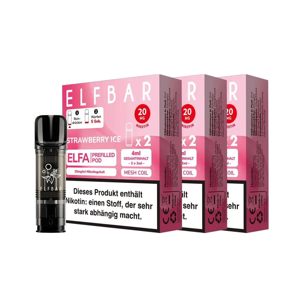 ELFBAR ELFA Prefilled Pod x 2 - Strawberry Ice 2.0% , 3er Pack - Bild 1