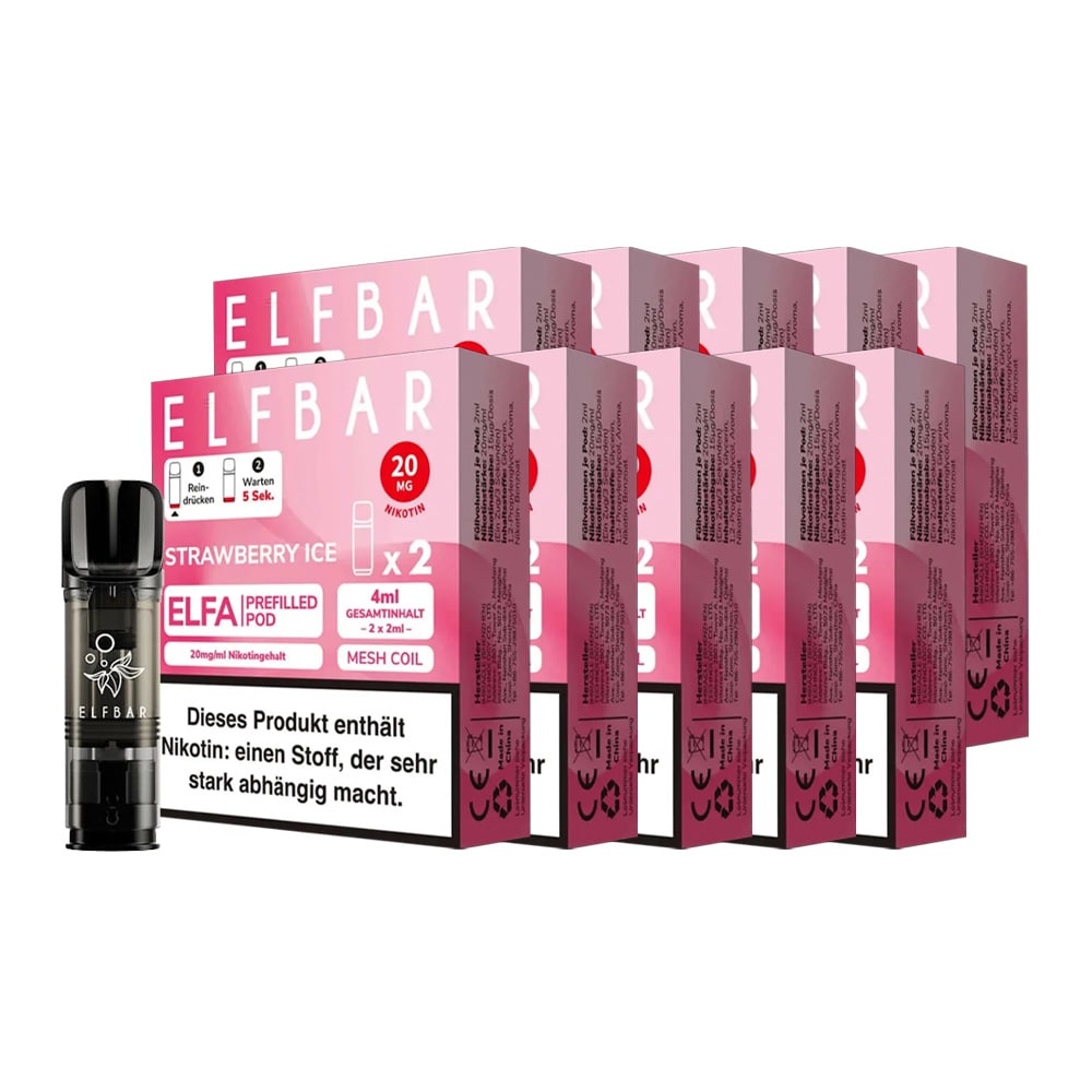 ELFBAR ELFA Prefilled Pod x 2 - Strawberry Ice 2.0% , 10er Pack - Bild 1