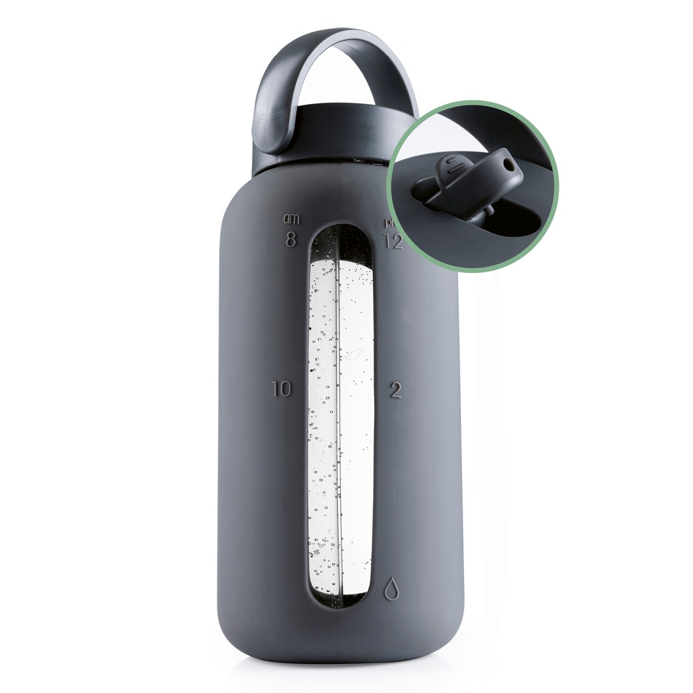 Glas-Trinkflasche anthrazit