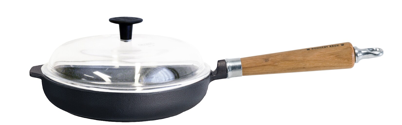 Bratpfanne hoch, Ø 25 cm, mit Glasdeckel und Eichenholzgriff