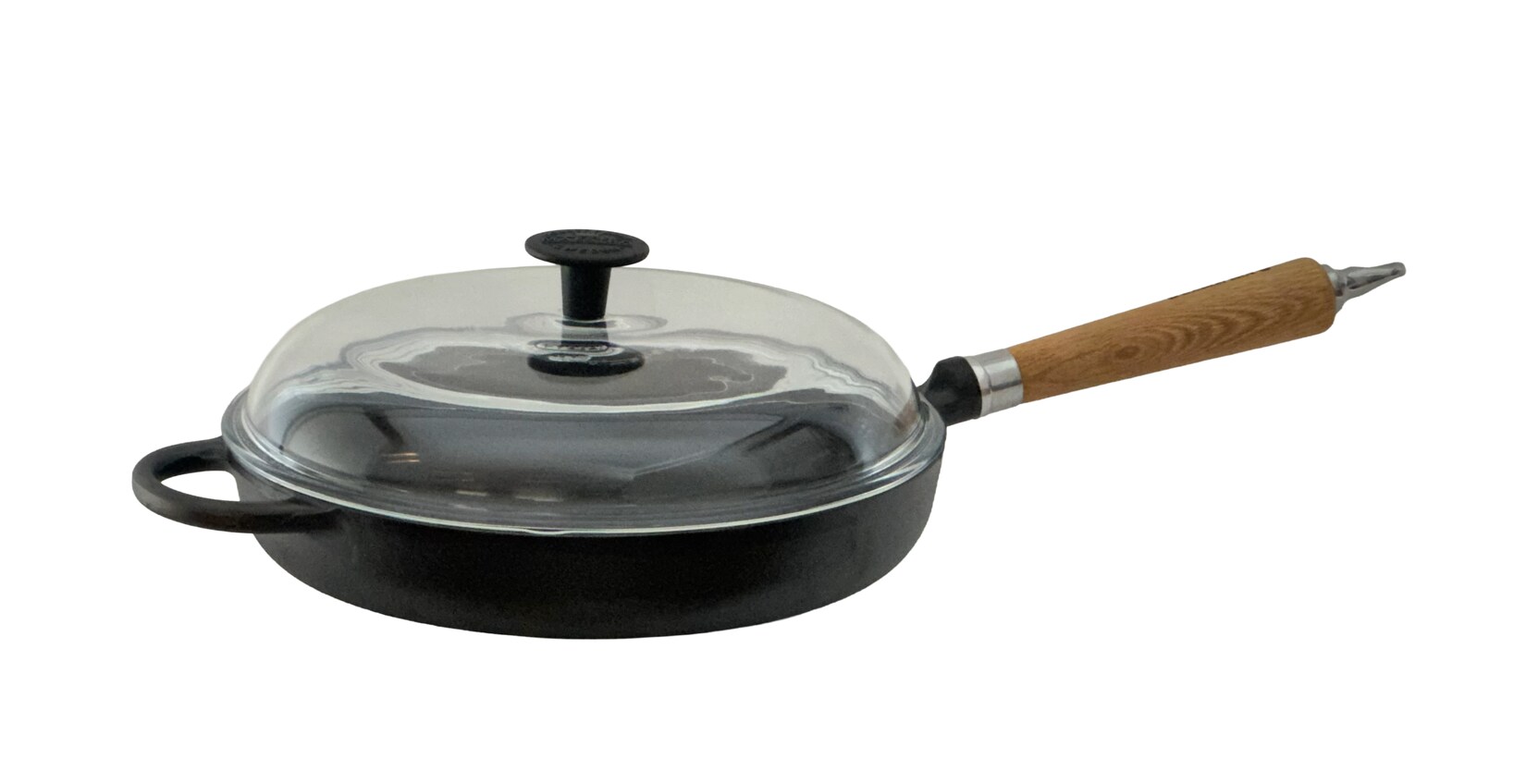Bratpfanne hoch, Ø 28 cm, mit Glasdeckel und Eichenholzgriff