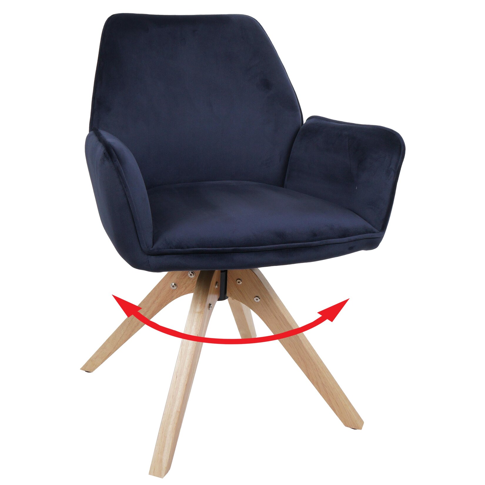 Esszimmerstuhl MCW-G67, Esstischstuhl Küchenstuhl Stuhl mit Armlehne, drehbar Holz Samt 320 g/m² MVG ~ anthrazit-blau