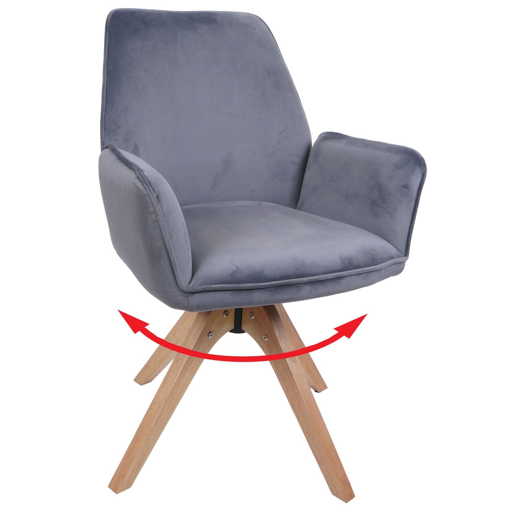 Esszimmerstuhl MCW-G67, Esstischstuhl Küchenstuhl Stuhl mit Armlehne, drehbar Holz Samt 320 g/m² MVG ~ dunkelgrau