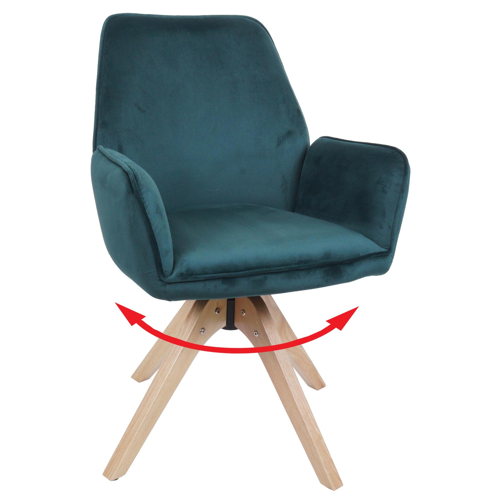 Esszimmerstuhl MCW-G67, Esstischstuhl Küchenstuhl Stuhl mit Armlehne, drehbar Holz Samt 320 g/m² MVG ~ grün