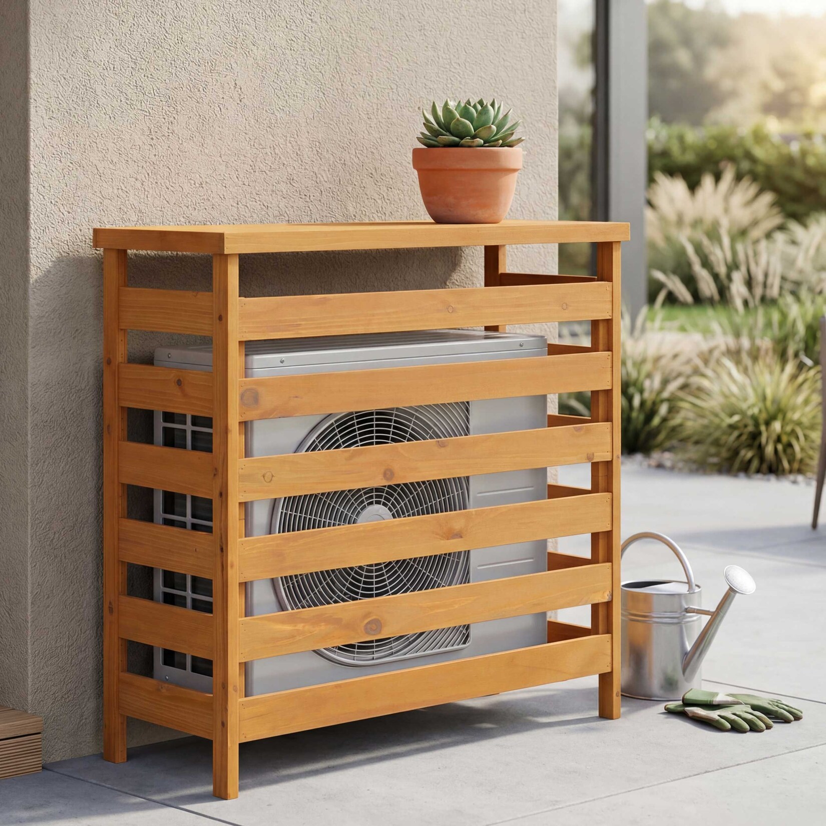 Verkleidung für Klimaanlage/Wärmetauscher -Q15, Abdeckung Holz MVG-zertifiziert 78x84x32cm ~ natur