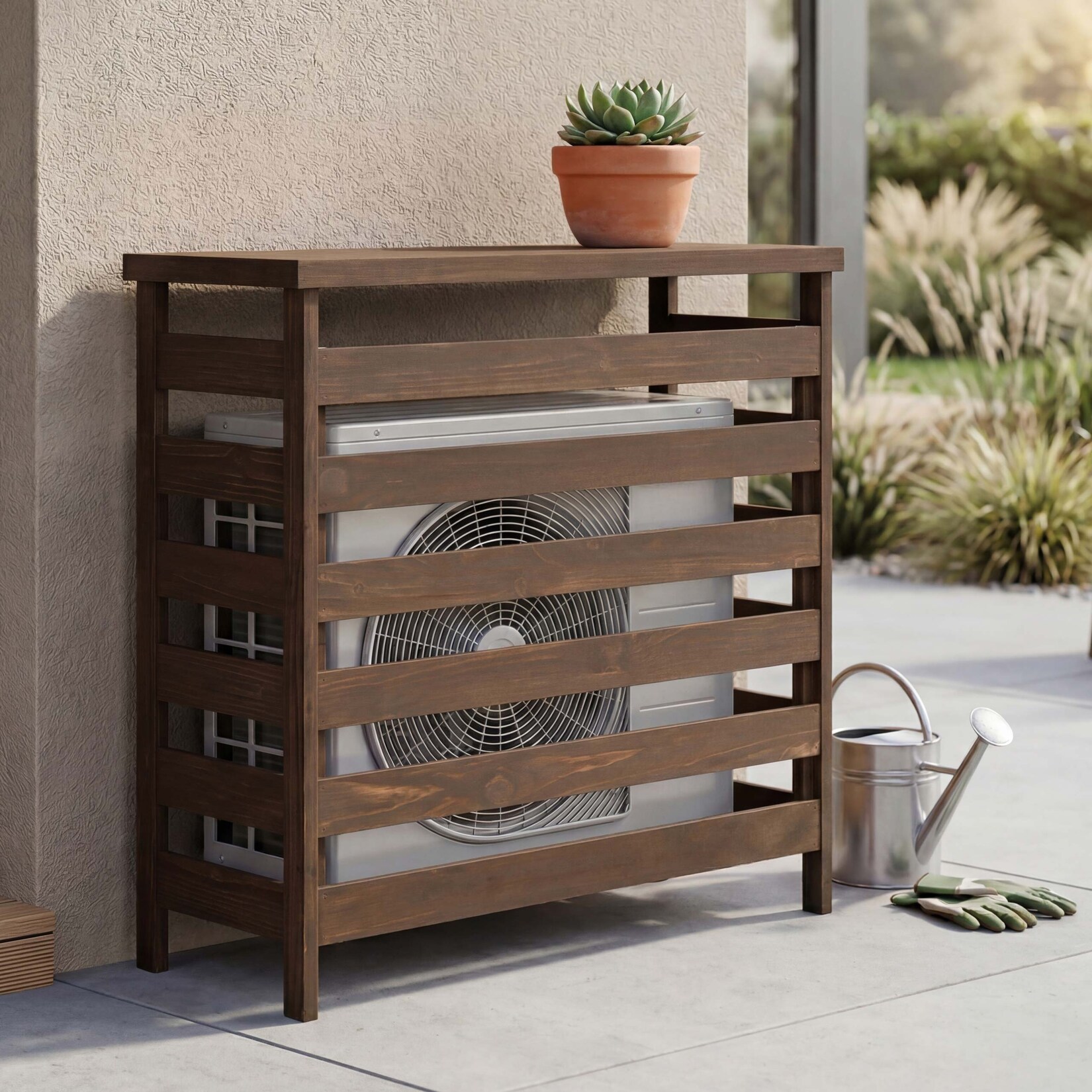 Verkleidung für Klimaanlage/Wärmetauscher -Q15, Abdeckung Holz MVG-zertifiziert 78x84x32cm ~ dunkelbraun