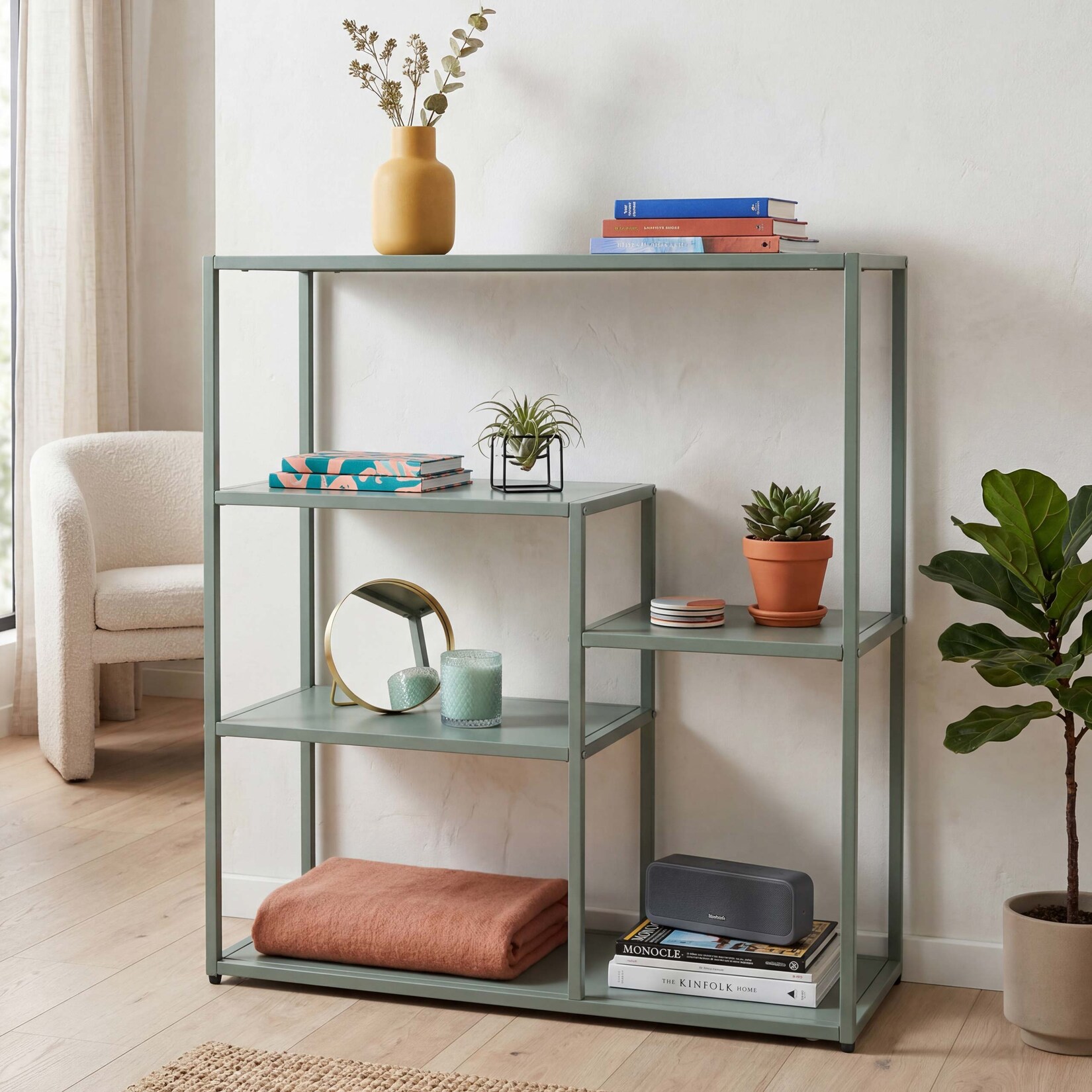 Regal MCW-P98, Wohnregal Standregal Ablageregal, Industrial Metall 80x80x30cm ~ mintgrün