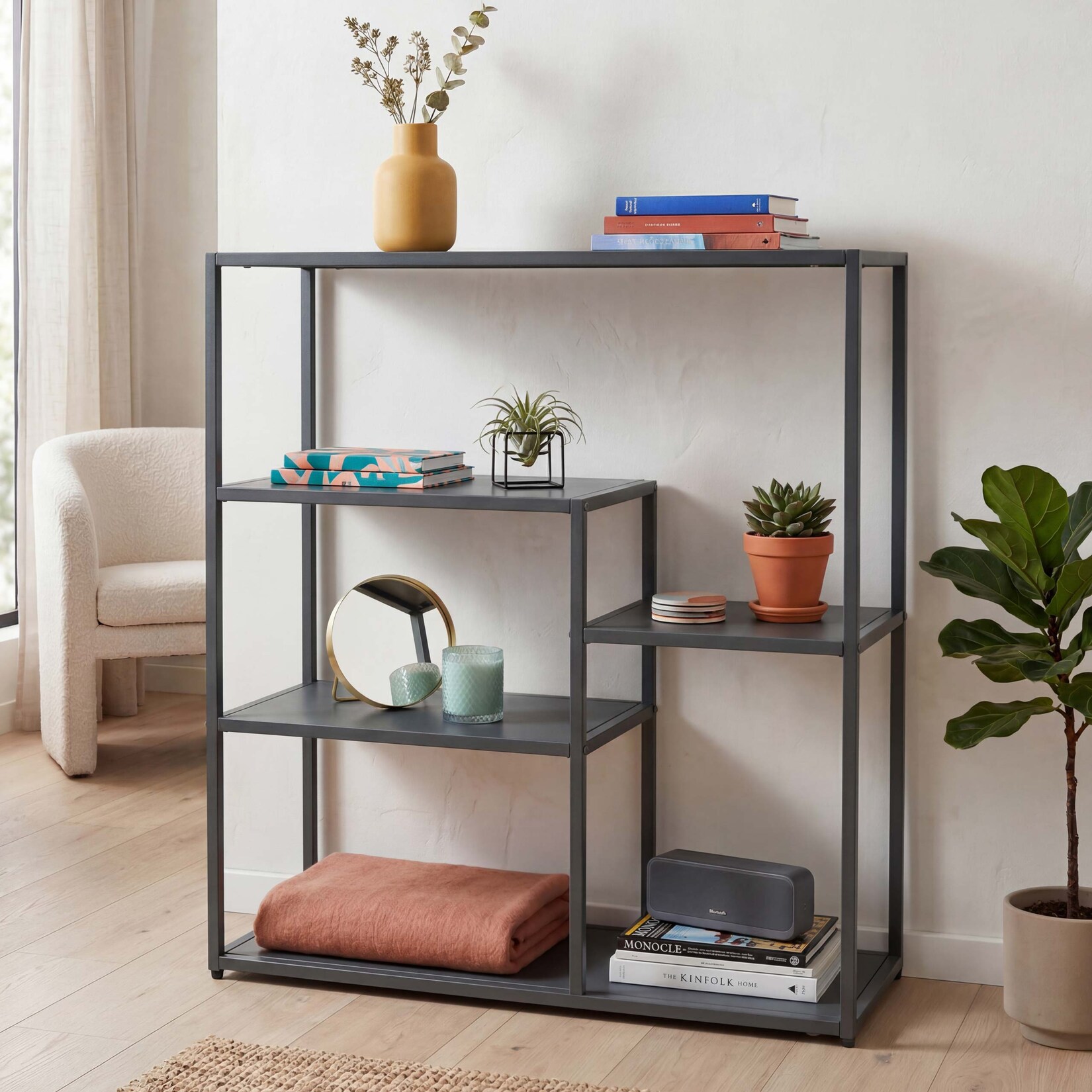 Regal MCW-P98, Wohnregal Standregal Ablageregal, Industrial Metall 80x80x30cm ~ anthrazit