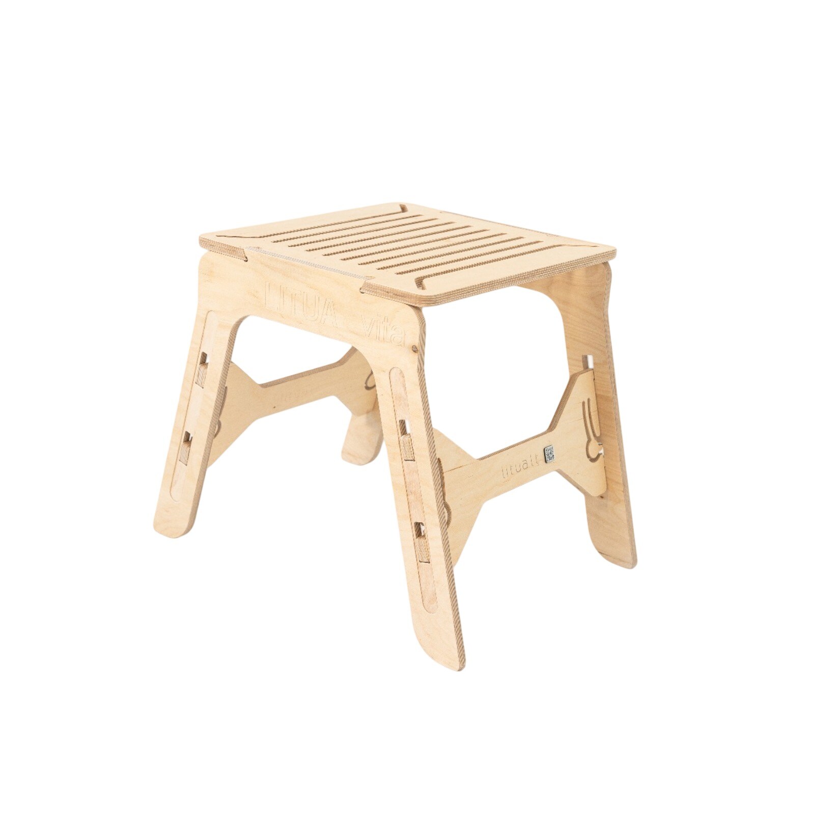 LITUA Großer Hocker - vita aus Holz