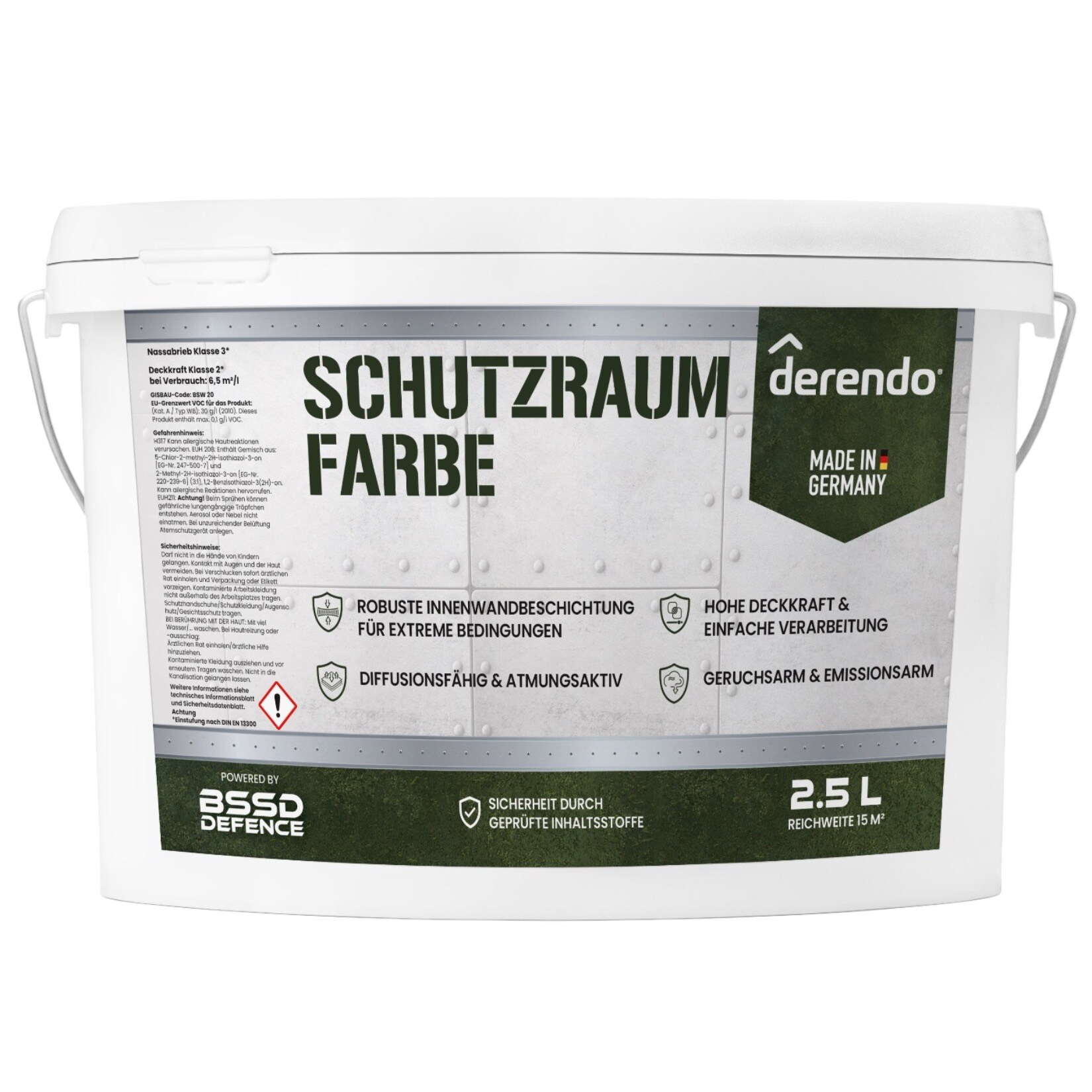 Derendo Schutzraum Wandfarbe weiß, 2.5l