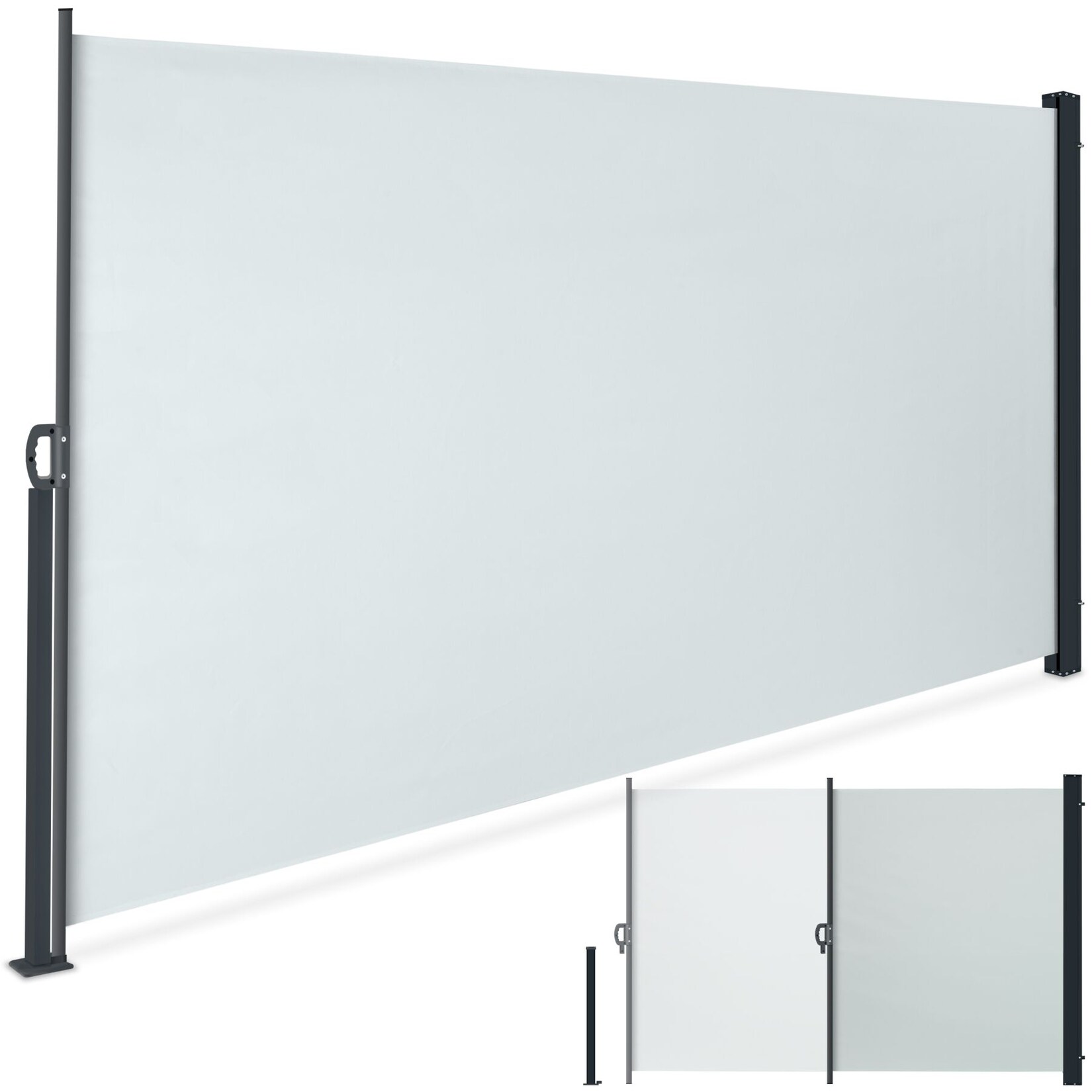tectake® Seitenmarkise, 180 x 300 cm, Schutz vor Sonne und Wind, ausziehbar, mit Aufrollmechanismus
