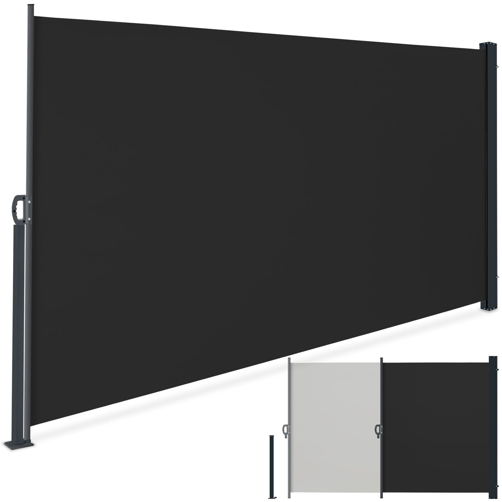 tectake® Seitenmarkise, 180 x 300 cm, Schutz vor Sonne und Wind, ausziehbar, mit Aufrollmechanismus