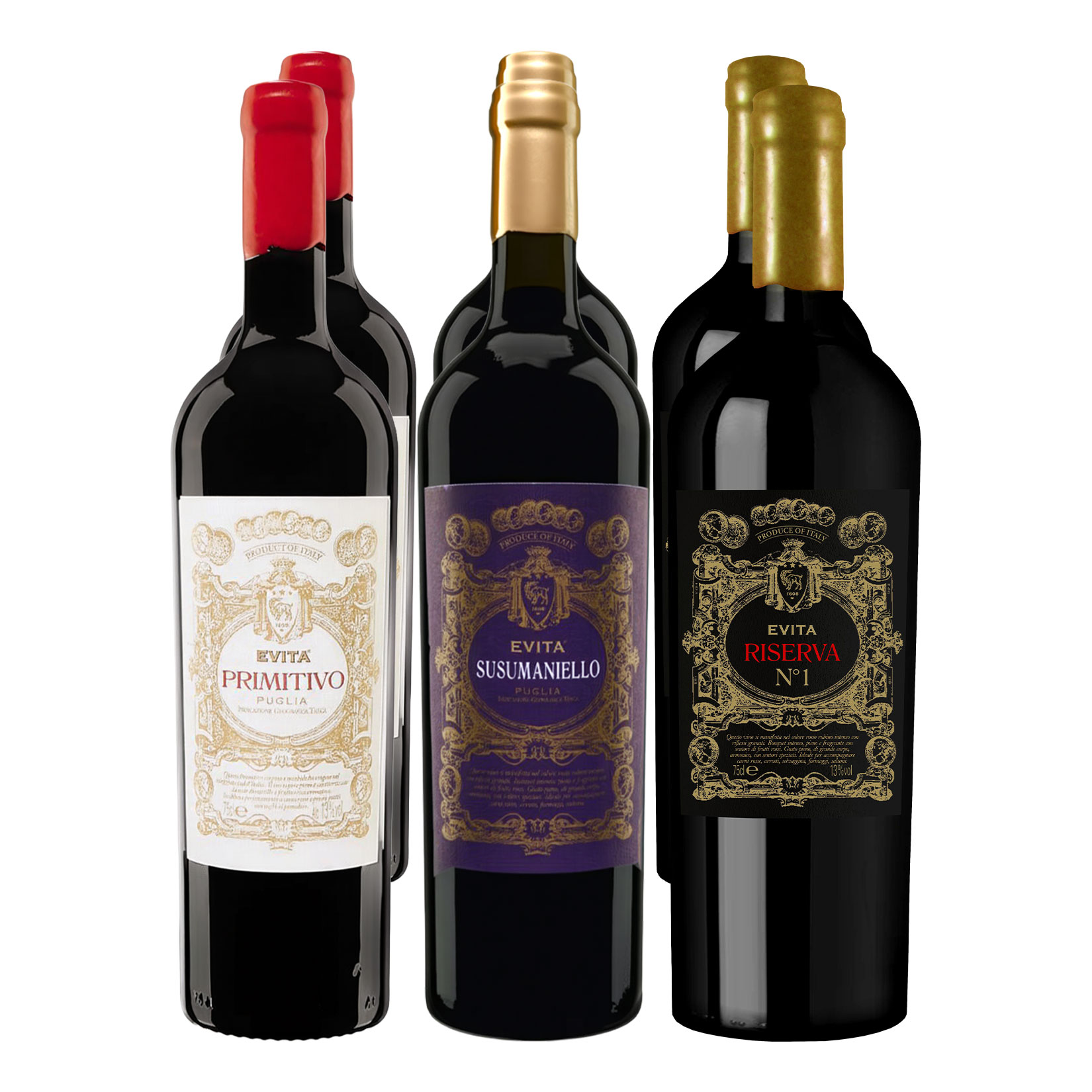 Apulien Rotweinpaket Evita 13,0% vol 6 x 0,75 Liter - Bild 1