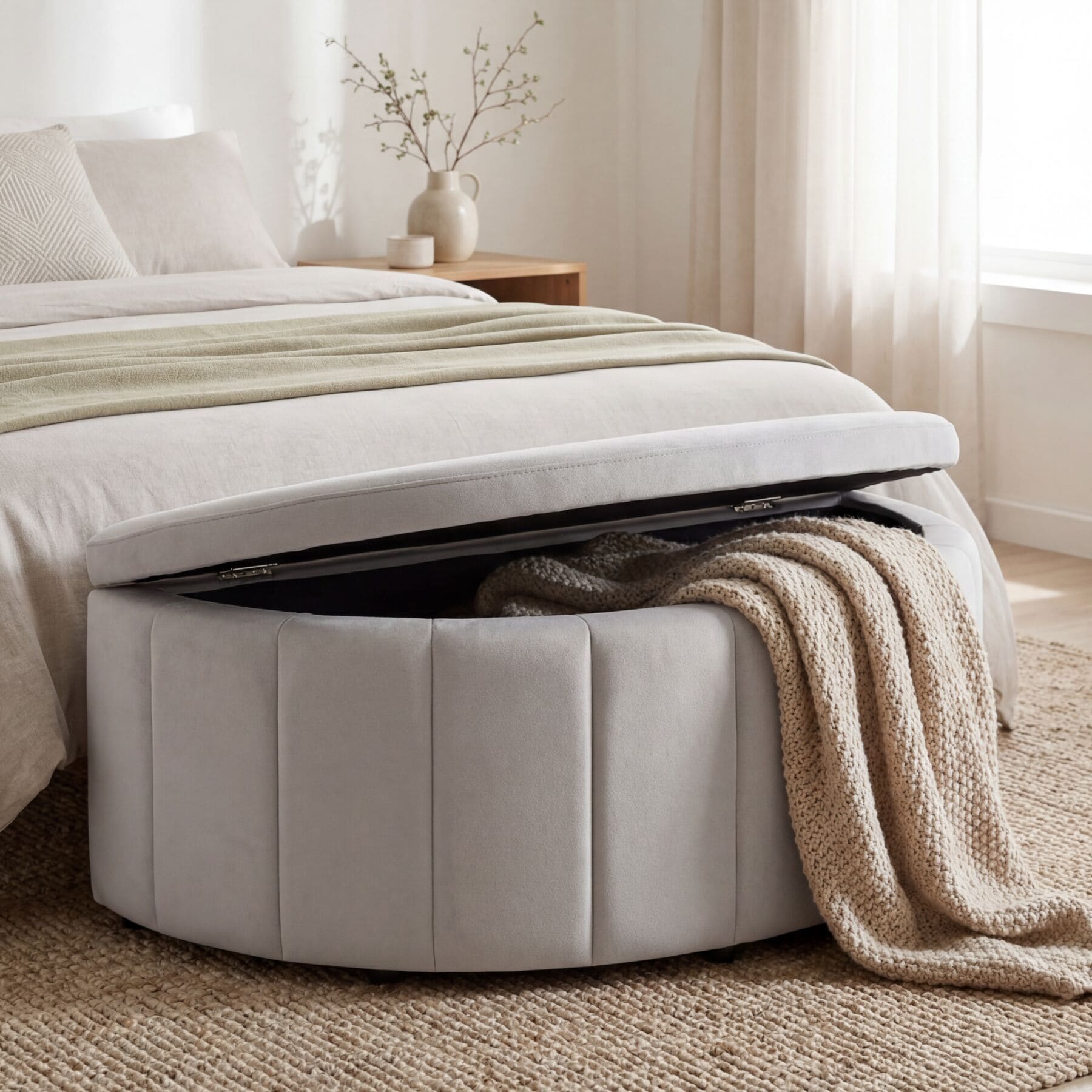 tectake&reg; Polsterbank, mit Samt oder Boucl&eacute;, Polsterdeckel mit Gasdruckfedersystem, kein Aufbau, 108 x 48 x 38,5 cm - Bild 1