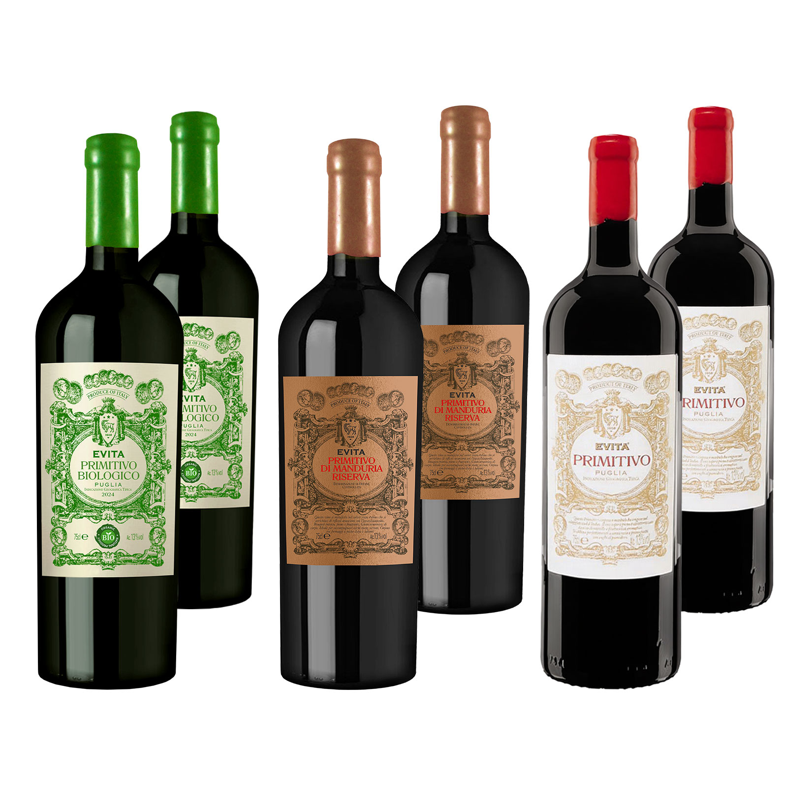 Evita Weinpaket Primitivo 13,0 - 14,0 % vol 6 x 0,75 Liter - Bild 1