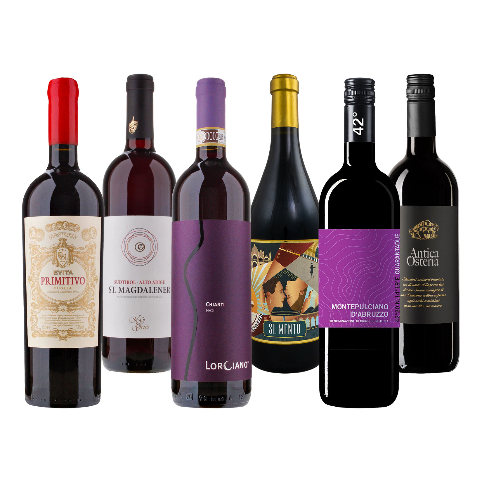 Weinpaket Italienreise "Rot" 12,5 - 13,0 % vol 6 x 0,75 Liter - Bild 1