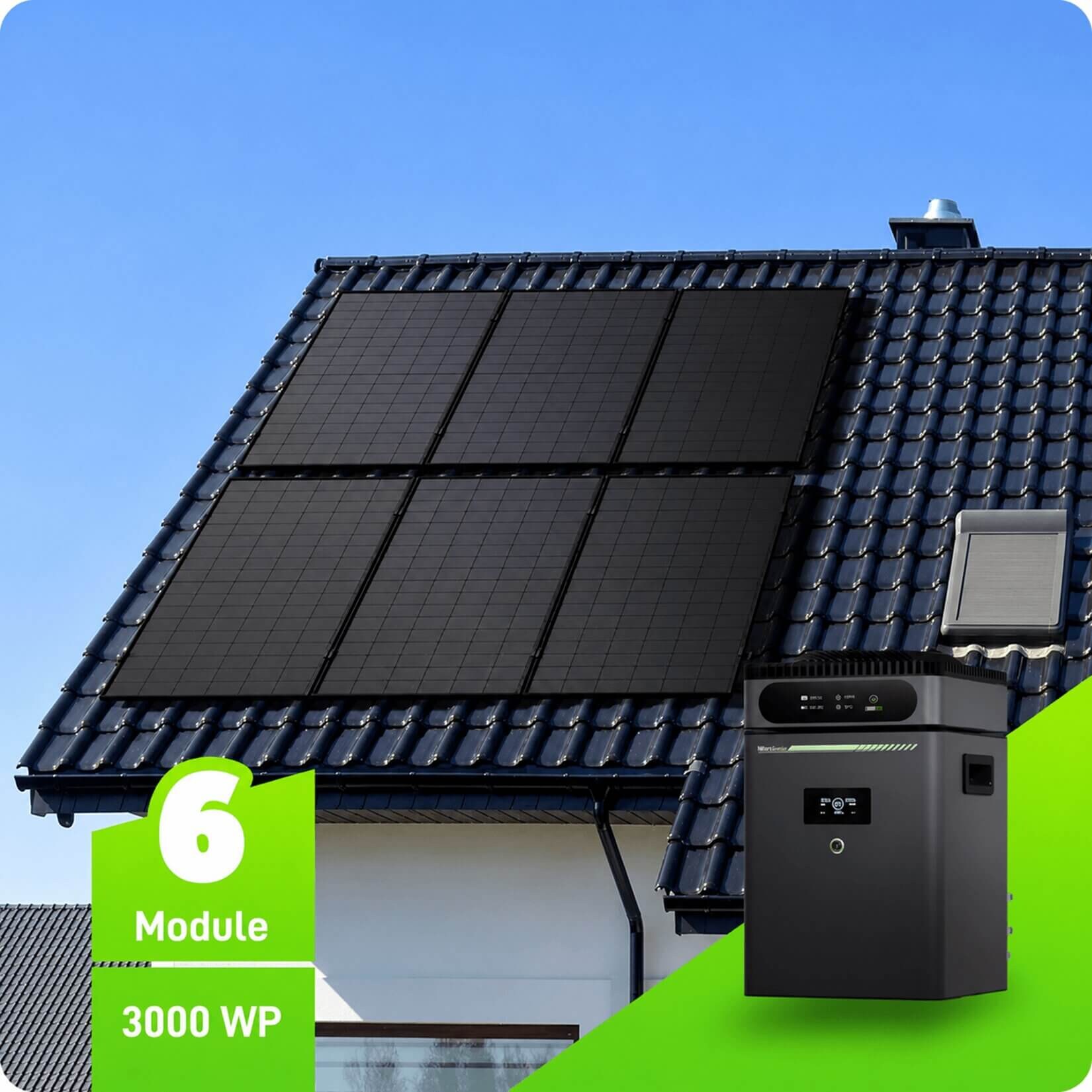 XXL Balkonkraftwerk  V2 3000Wp   5 kWh   Ziegeldach