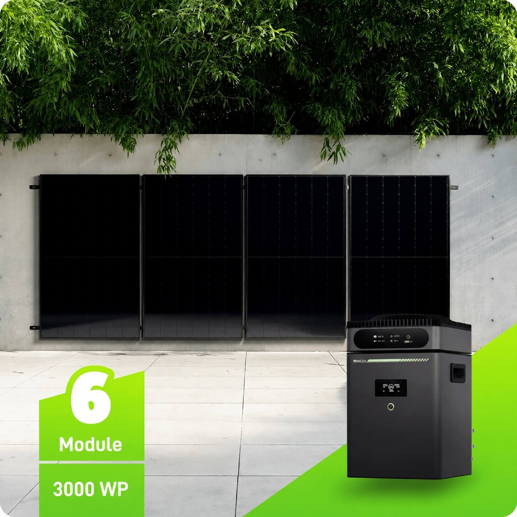 XXL Balkonkraftwerk  V2 3000Wp   5 kWh   Wand flexibel