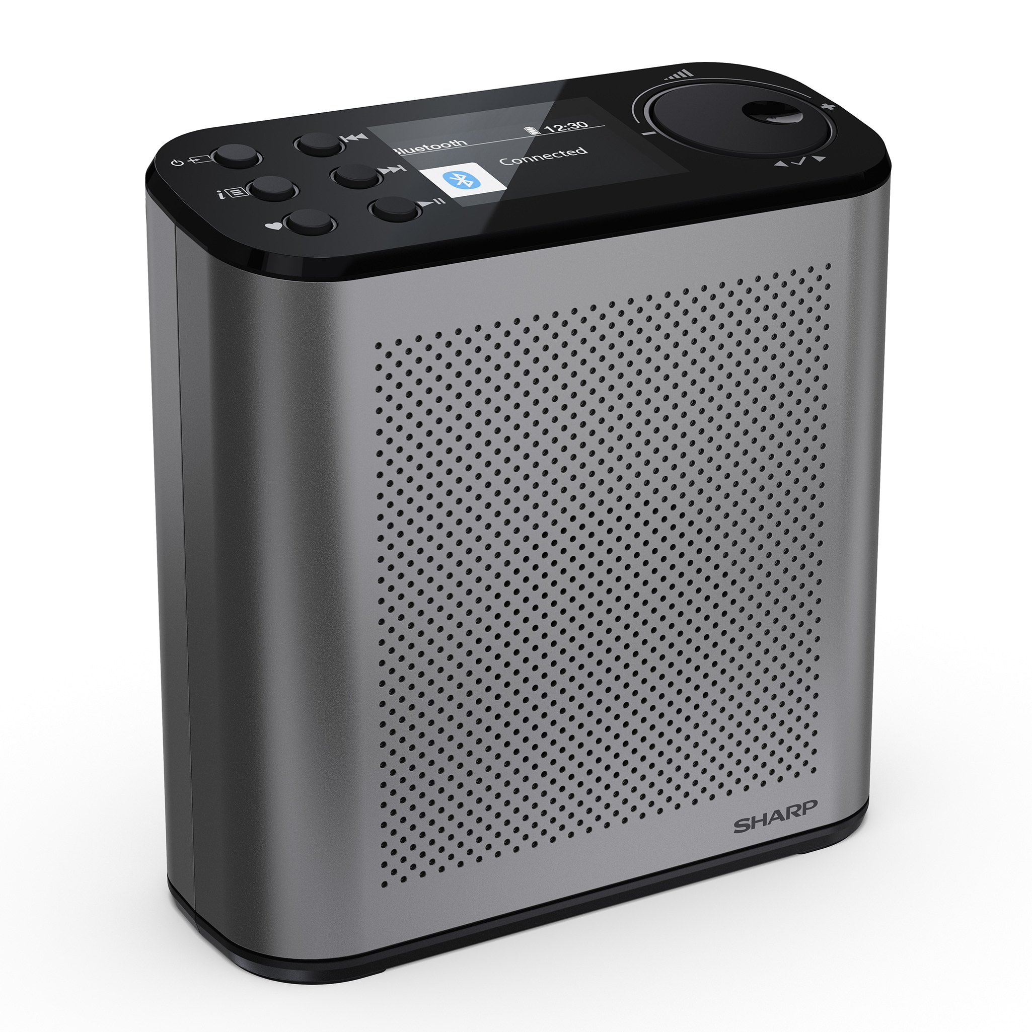 Sharp DR-P530 Osaka DAB+ Digitalradio Bluetooth Lautsprecher Wecker Dual-Alarm & Akku, grau-schwarz - Bild 1