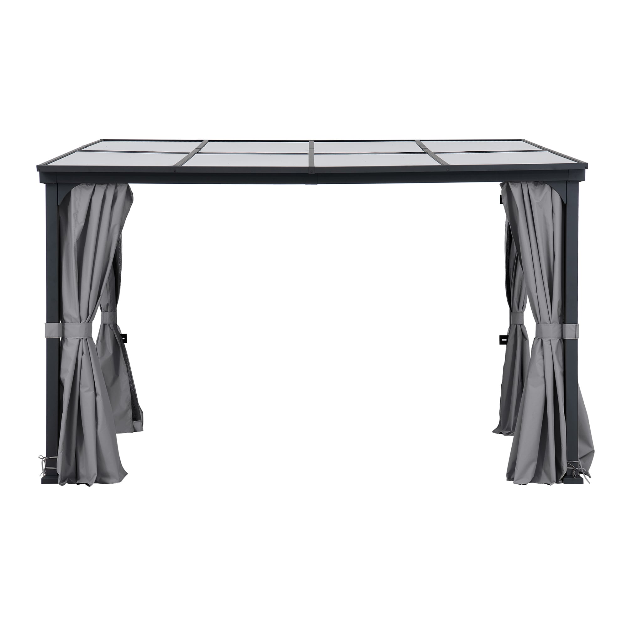 Stahl Wandpavillon MEIJE mit Vorh&auml;ngen und Netz - 360cm x 300cm, schwarz - Bild 1